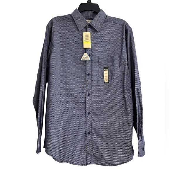 Haggar Other - NWT Haggar Button Down Long Sleeve Shirt Navy With White Dots Size Medium
